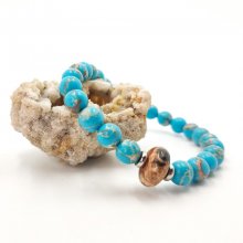 Men's bracelet with brown jasper and amazonite stones and stainless steel