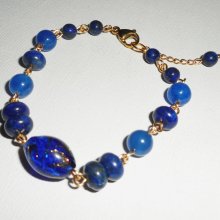 Murano glass and blue semi-precious stones bracelet