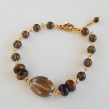 Smoked quartz and tiger eye bracelet