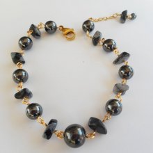 Hematite and obsidian stones bracelet