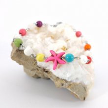 Multicolored stone bracelet with pink starfish