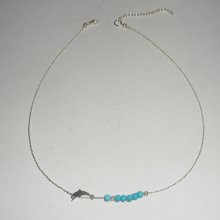 925 silver choker necklace with small dolphin and turquoise stones