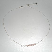 925 silver choker necklace with small wing and pink crystal beads