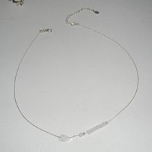 925 silver choker necklace with small wing and white crystal beads