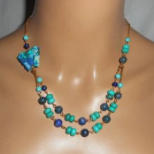  Lapis Lazzuli and Turquoise necklace with butterfly
