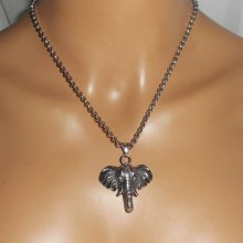 Elephant necklace on stainless steel chain
