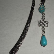 Bookmark with silver dragon and skull in turquenite stones