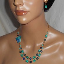 Necklace set Lapis Lazzuli and Turquoise stones with butterfly