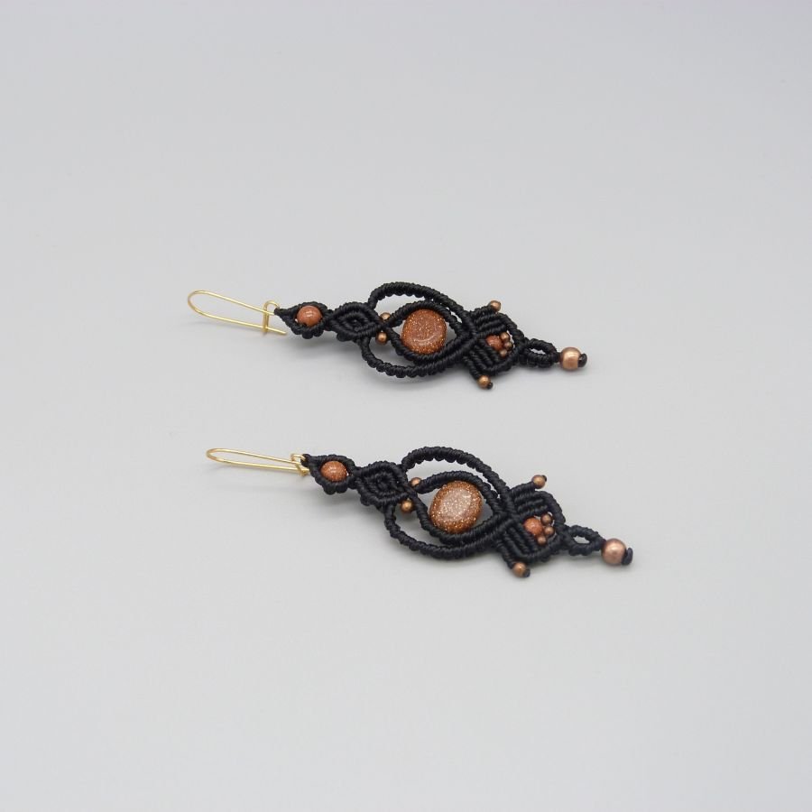 Black micro-macramé earrings