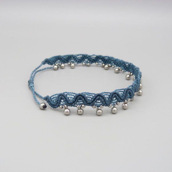 Duck blue micro macram&eacute; anklet