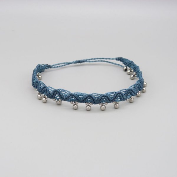 Duck blue micro macram&eacute; anklet