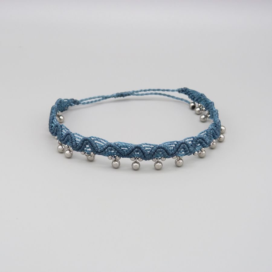 Duck blue micro macramé anklet