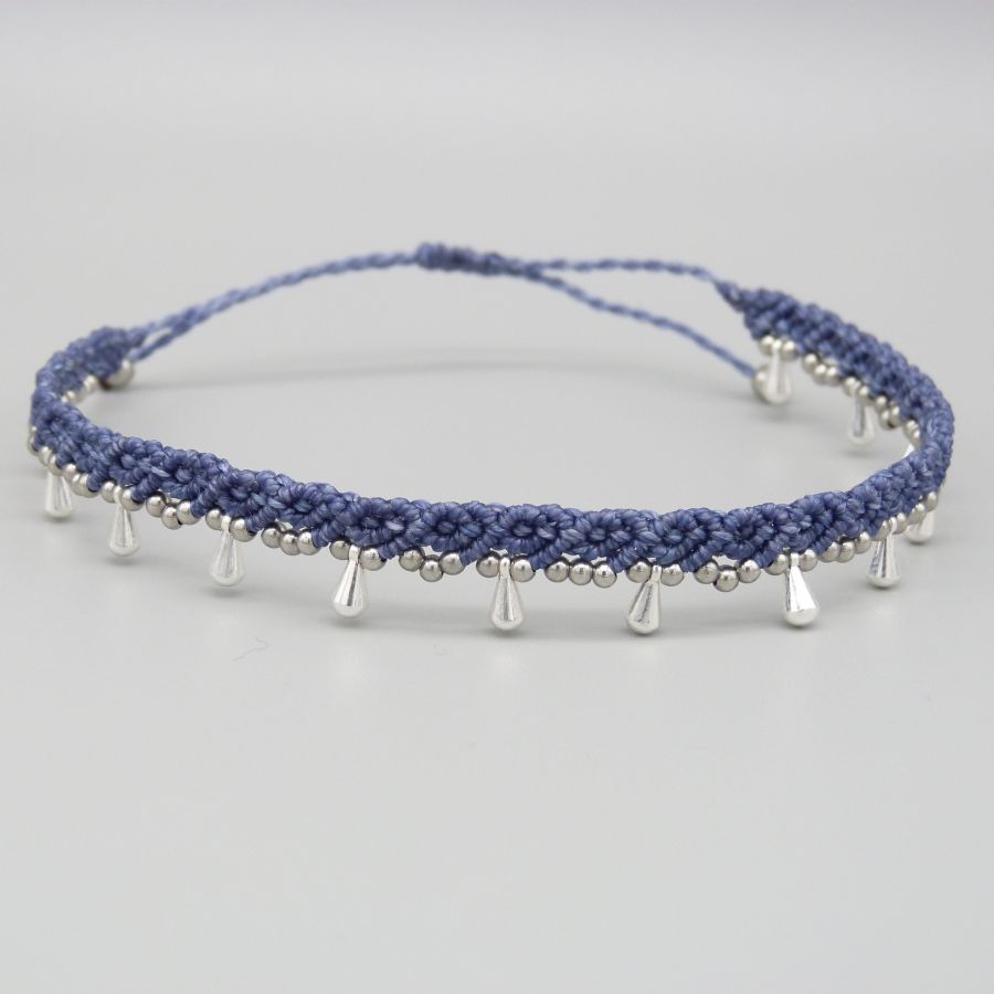 Duck blue micro macramé anklet