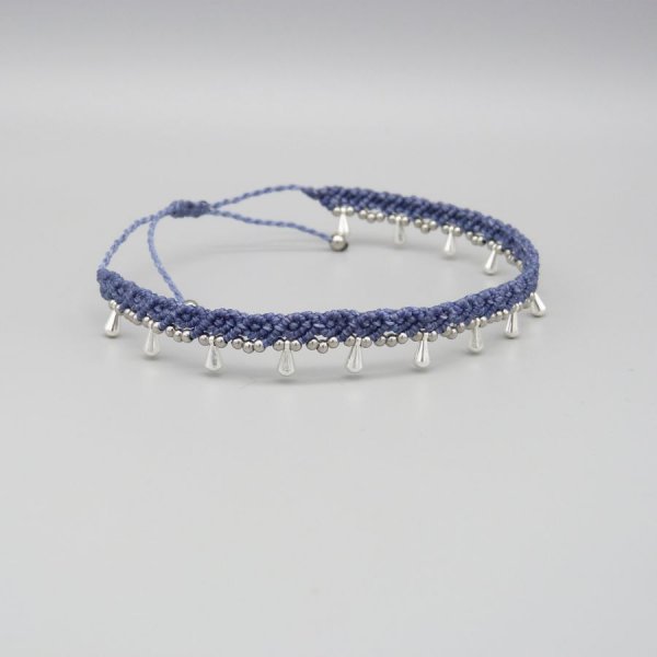 Duck blue micro macram&eacute; anklet