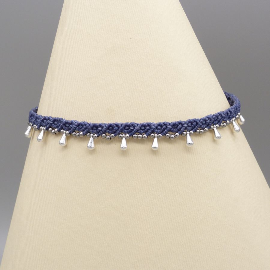 Duck blue micro macramé anklet