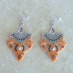 Peach color earrings in micro-macramé