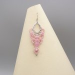 Pink micro-macramé earrings with a rhodochrosite bead