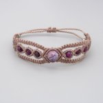 Taupe micro-macramé bracelet with a blue violet imperial jasper gemstone