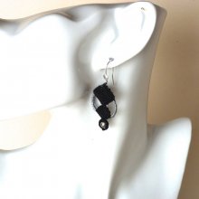 Boucles d'oreilles  en micro-macramé noires