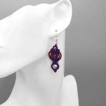 Purple micro-macramé earrings with 925 silver hook
