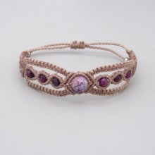 Taupe micro-macramé bracelet with a blue violet imperial jasper gemstone
