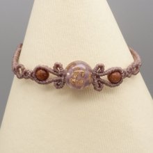 Micro macramé bracelet in taupe color with a glass bead