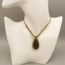 Golden micro-macramé necklace with a golden obsidian 