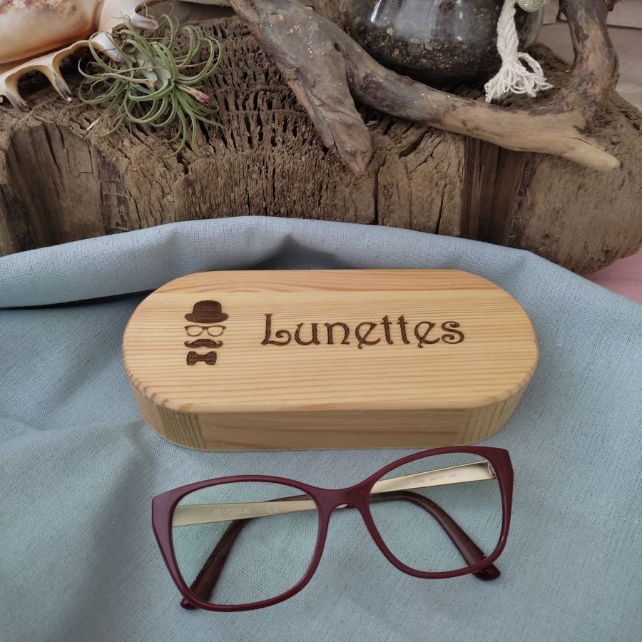 Etui à Lunettes bois brut, gravé à personnaliser