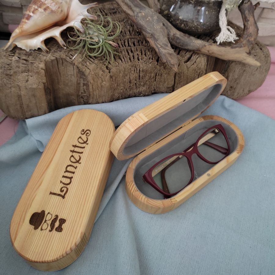 Etui à Lunettes bois brut, gravé à personnaliser