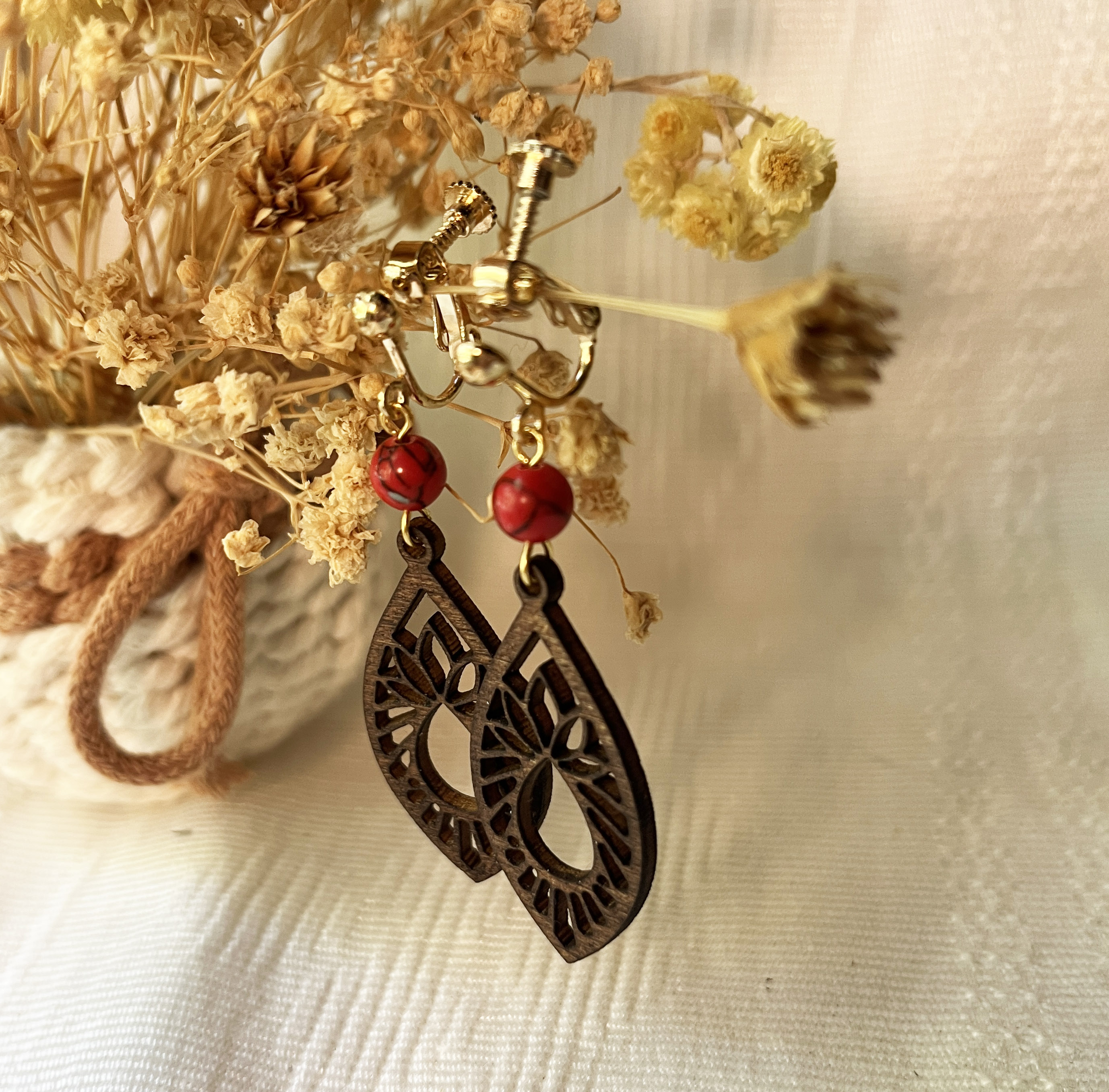 boucles d'oreilles bois tendance