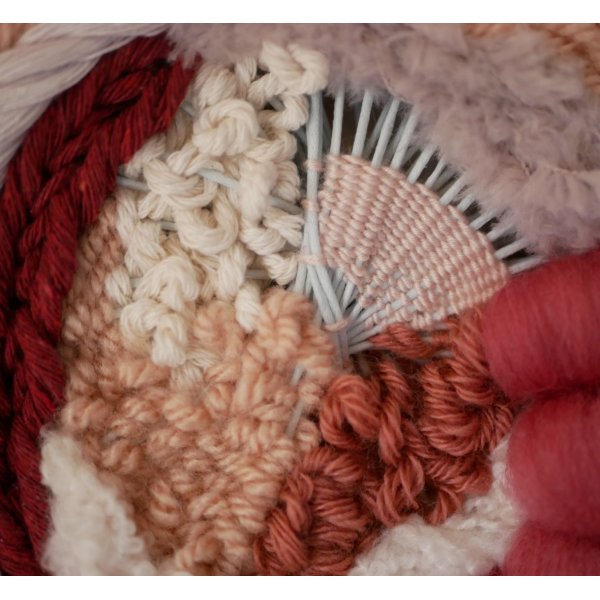 Ensemble de suspensions murales en macram&eacute; tiss&eacute; et tissage circulaire assorti