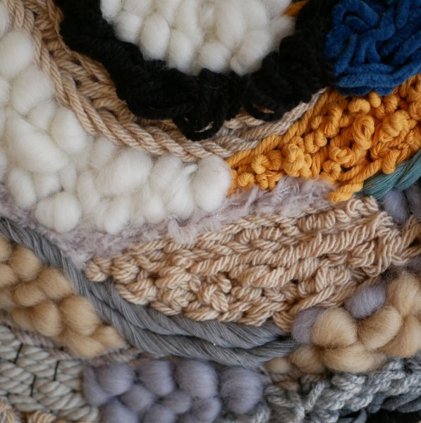 Grand tissage mural rond Coucher de soleil sur l'oc&eacute;an 