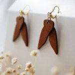 Cicada wood earrings golden cherry