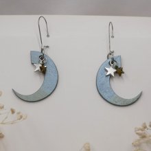 Silver moon earrings and star charms 