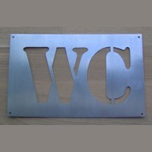 Stencil deco, metal letter zinc WC