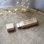 Small engraved wooden USB key to personalize