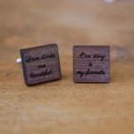 Square cherry wood cufflinks to personalize