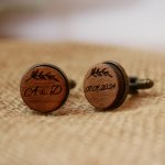 Wooden cufflinks set with aged bronze 16 mm customizable