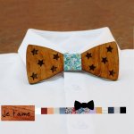Wooden bow tie with stars to personalize made in France