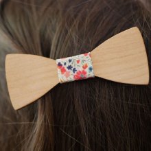 Wooden bow tie with Liberty ribbon and wood customizable
