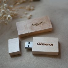Wooden USB key 32 Gb rectangular to personalize by engraving