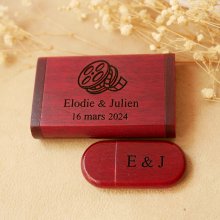 32 GB 3.0 red wood Usb key in a box to be personalized by engraving