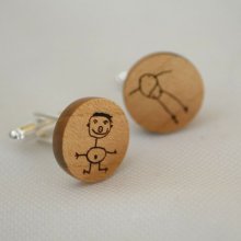 Cherry wood cufflinks with your engraved designs