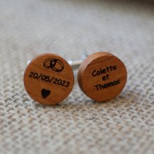 Wooden cufflinks Cherry round to engrave 18mm