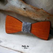 Wood and wool bow tie to personalize made in France