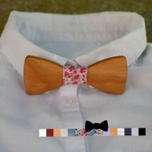 Child bow tie in light wood to personalize made in France