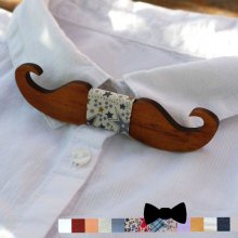 Wooden bow tie for kids Moustaches to personalize