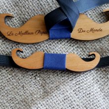 Mini Moustaches wooden bow tie to personalize made in France