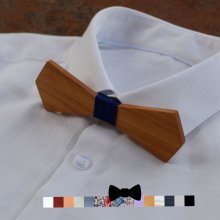 Long pointed bow tie in walnut to be personalized Gift for men