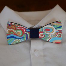 Hippie chic painted wood bow tie unique handmade creation